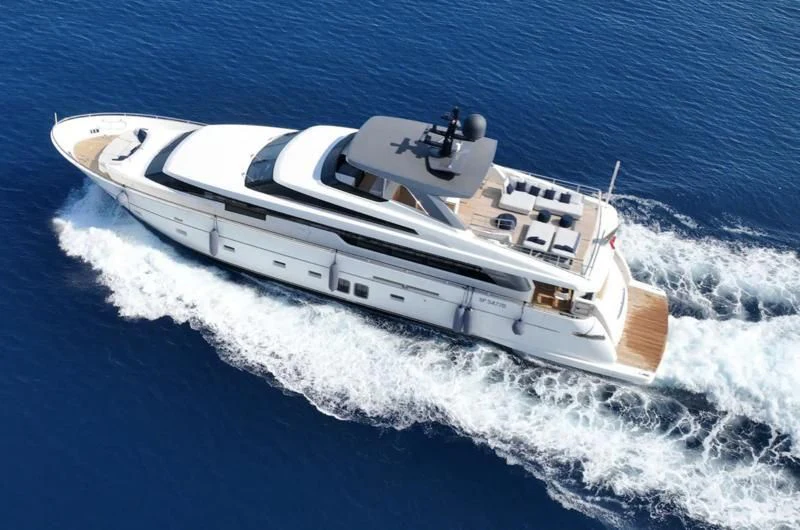 a high angle view of a ship aboard AMAN Yacht for Sale