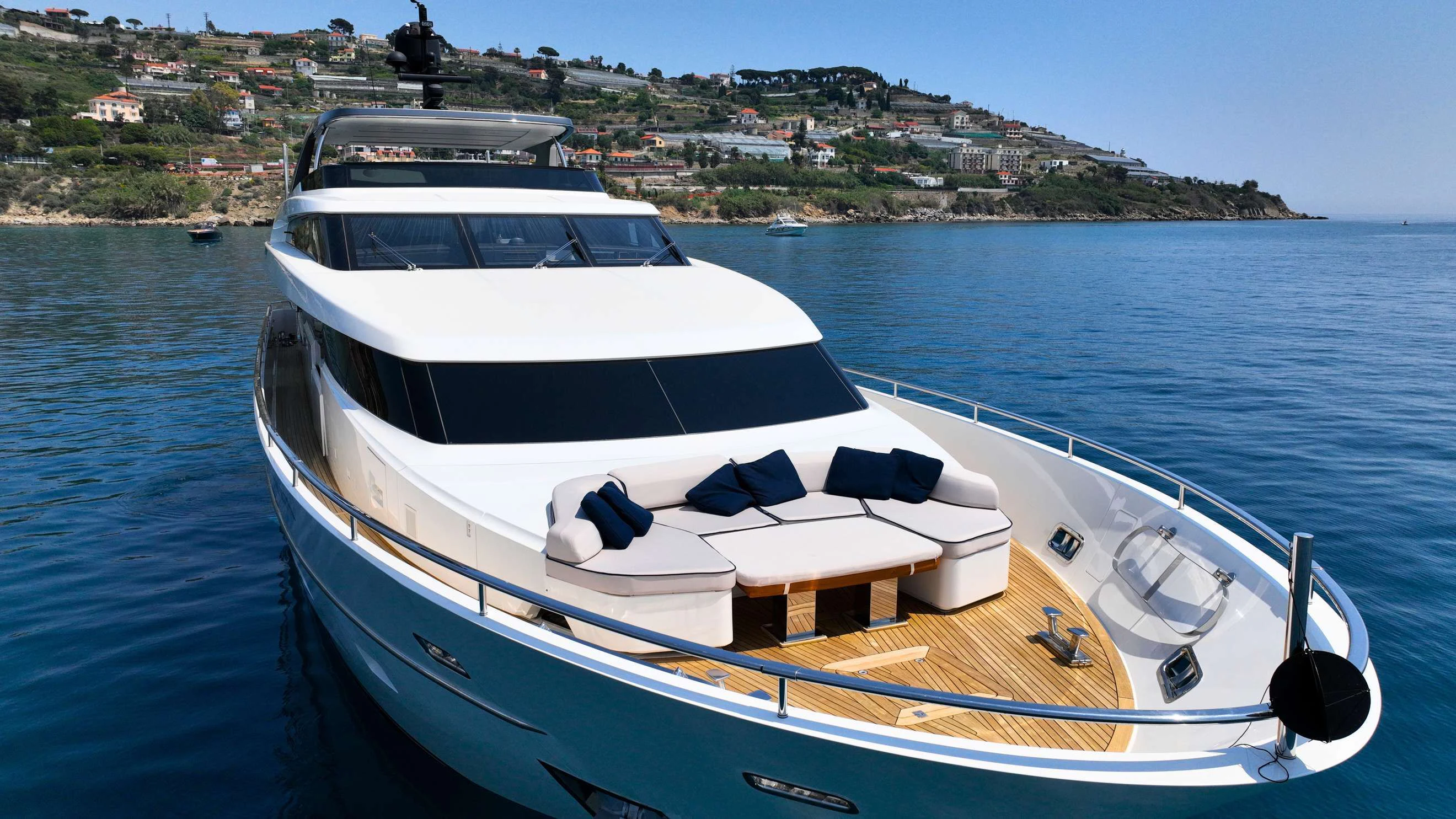 a boat in the water aboard AMAN Yacht for Sale