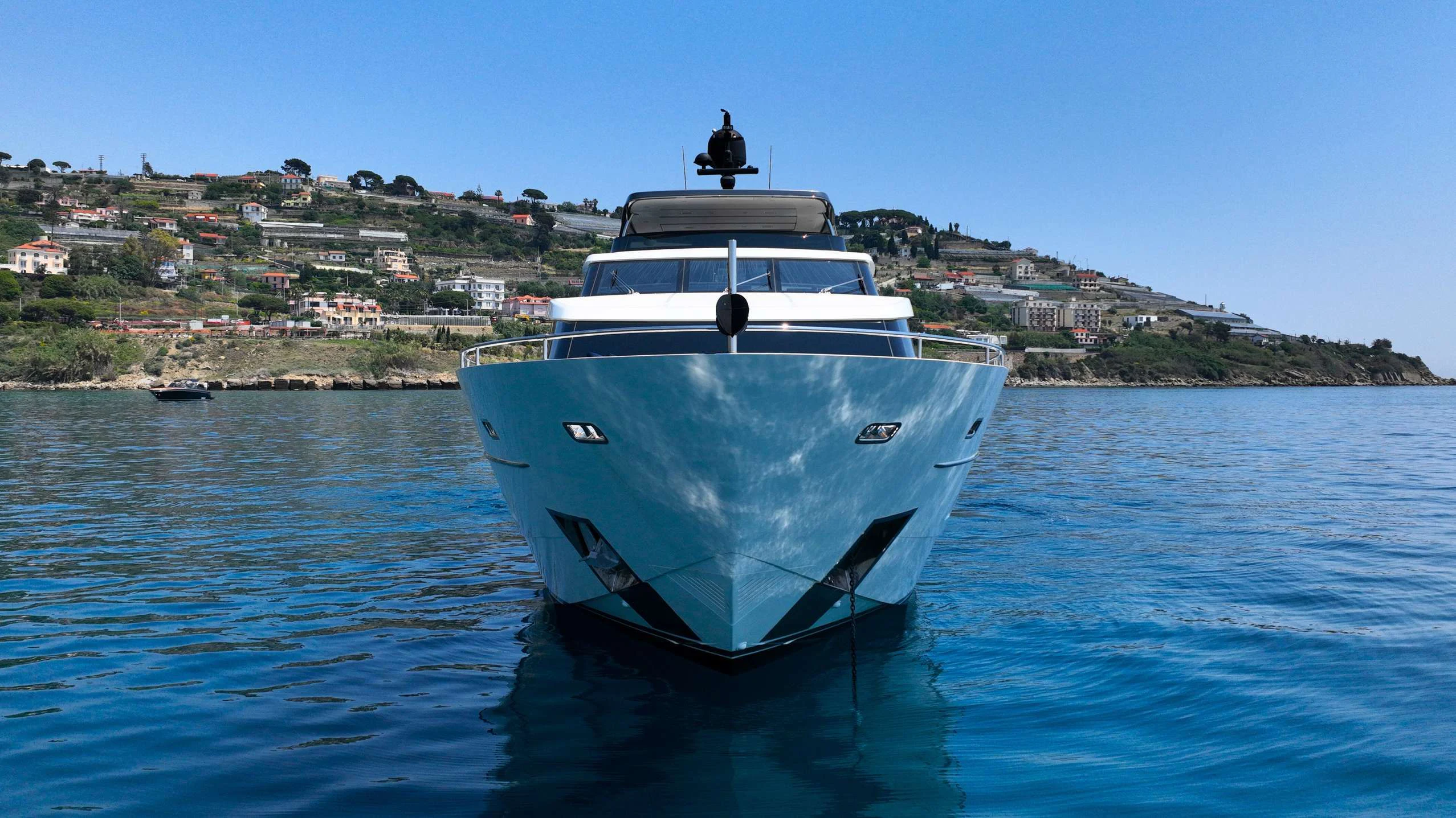 a boat in the water aboard AMAN Yacht for Sale