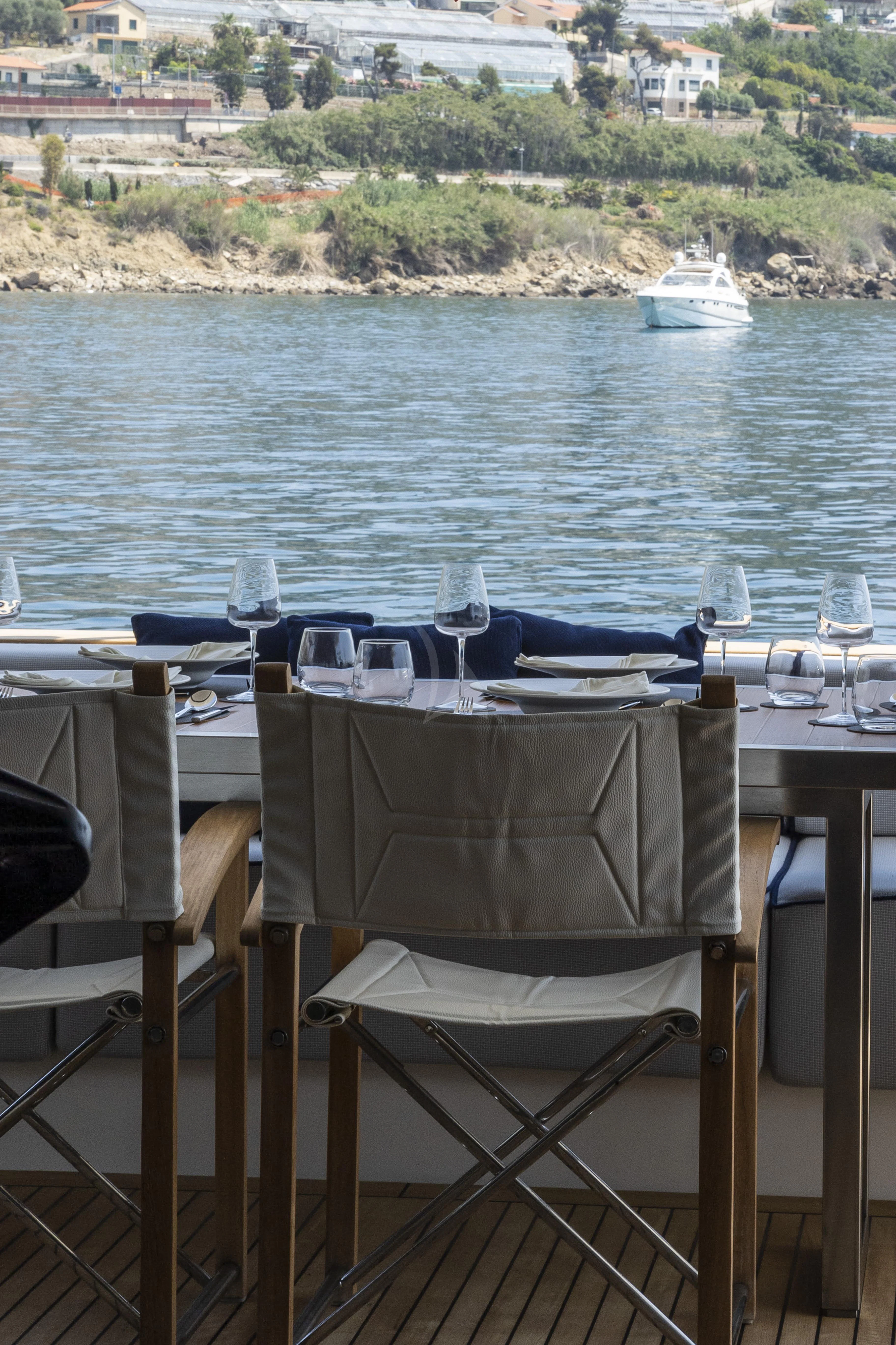 a boat on the water aboard AMAN Yacht for Sale