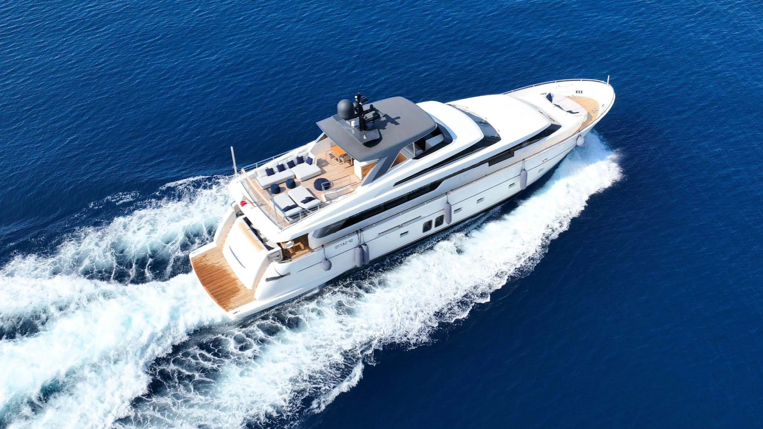 a high angle view of a ship aboard AMAN Yacht for Sale