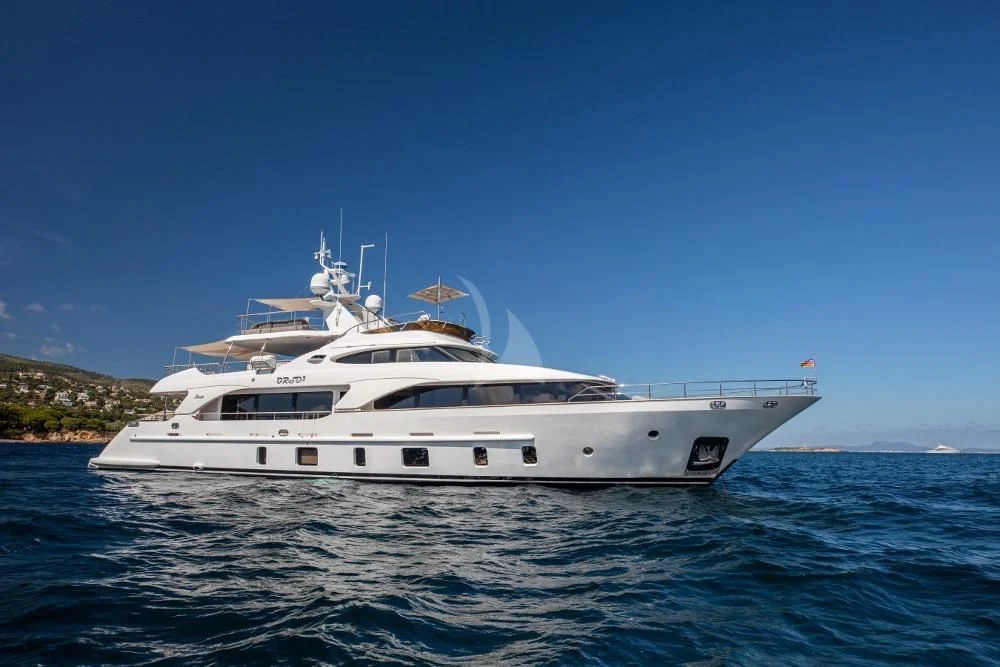 a white yacht in the water aboard ORSO 3 Yacht for Sale