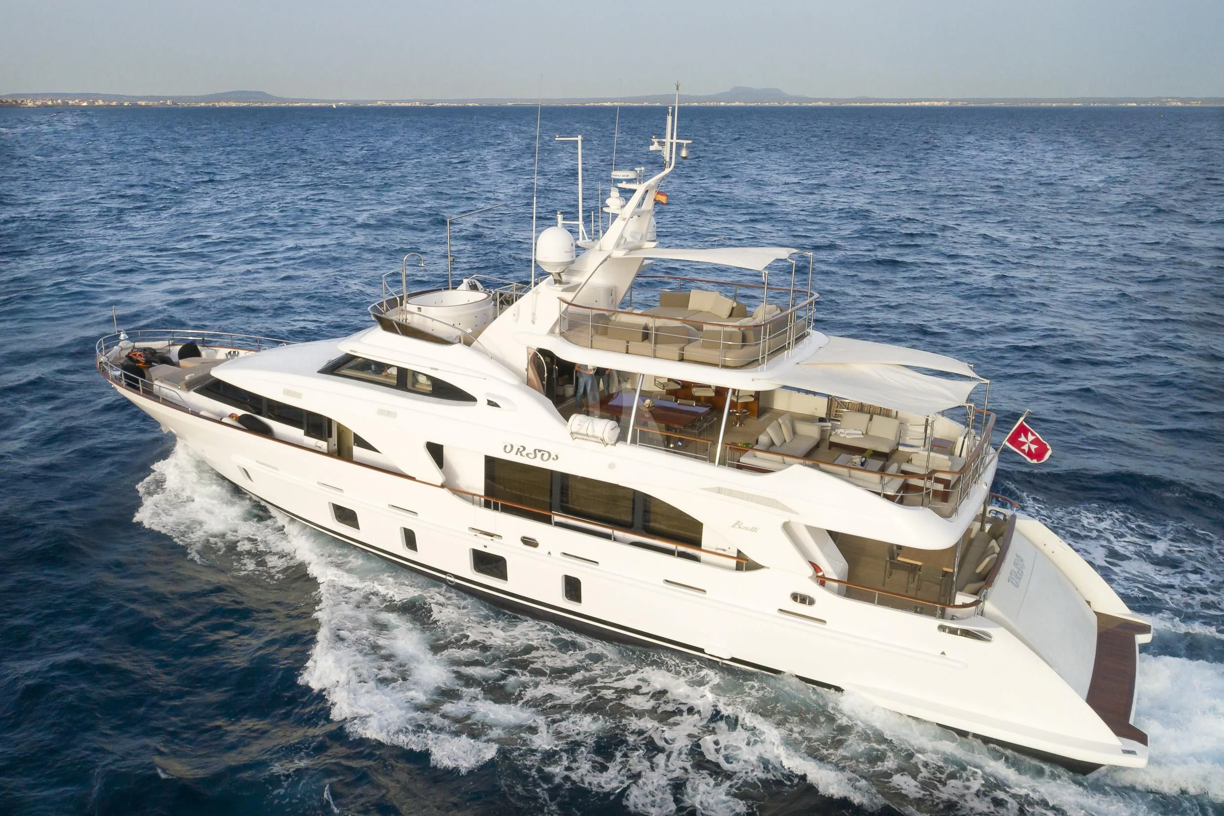 a large white boat aboard ORSO 3 Yacht for Sale