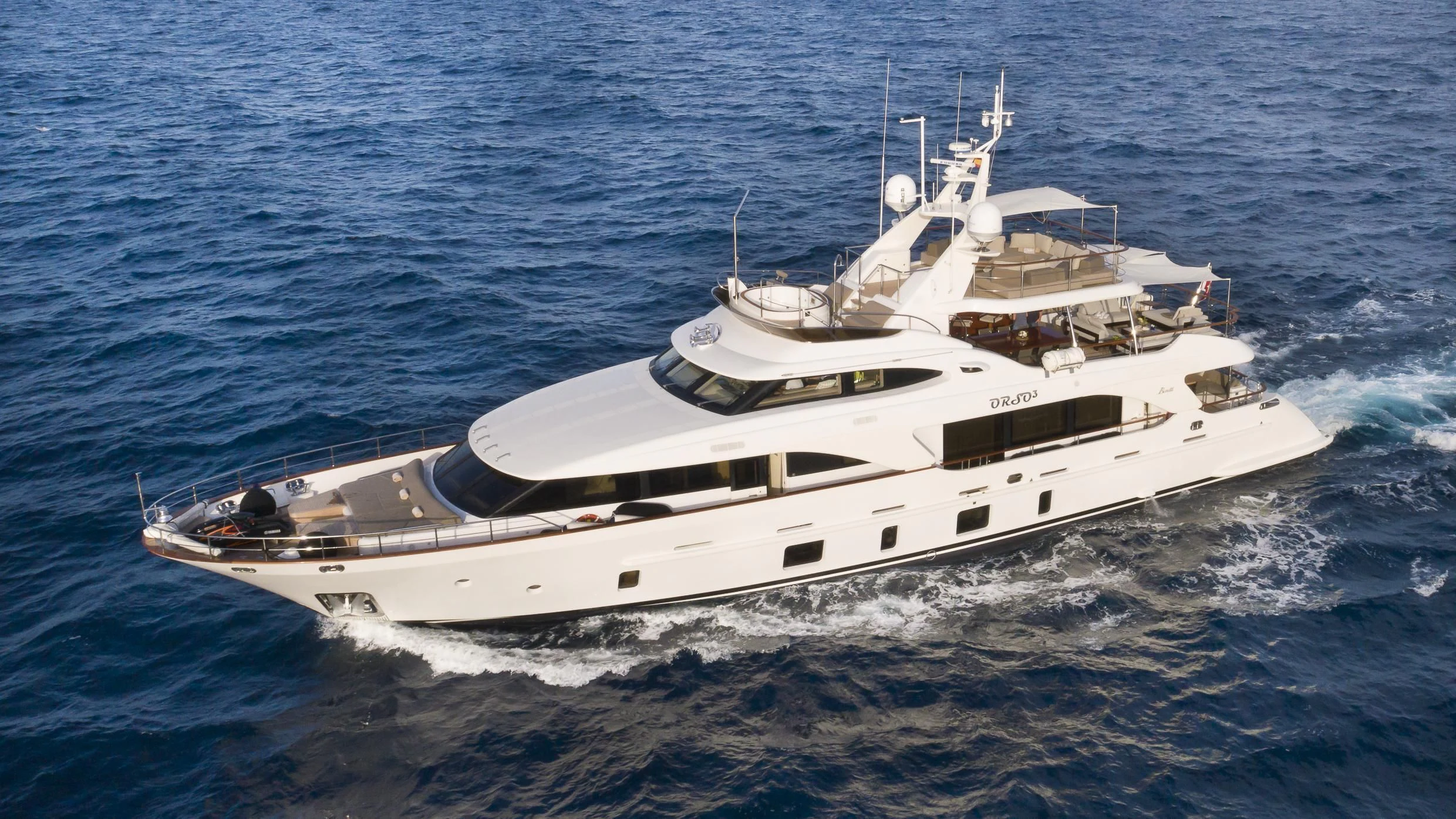 a white yacht in the water aboard ORSO 3 Yacht for Sale