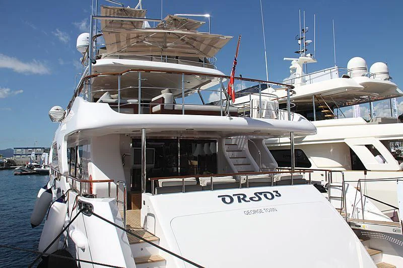 a boat with a deck aboard ORSO 3 Yacht for Sale