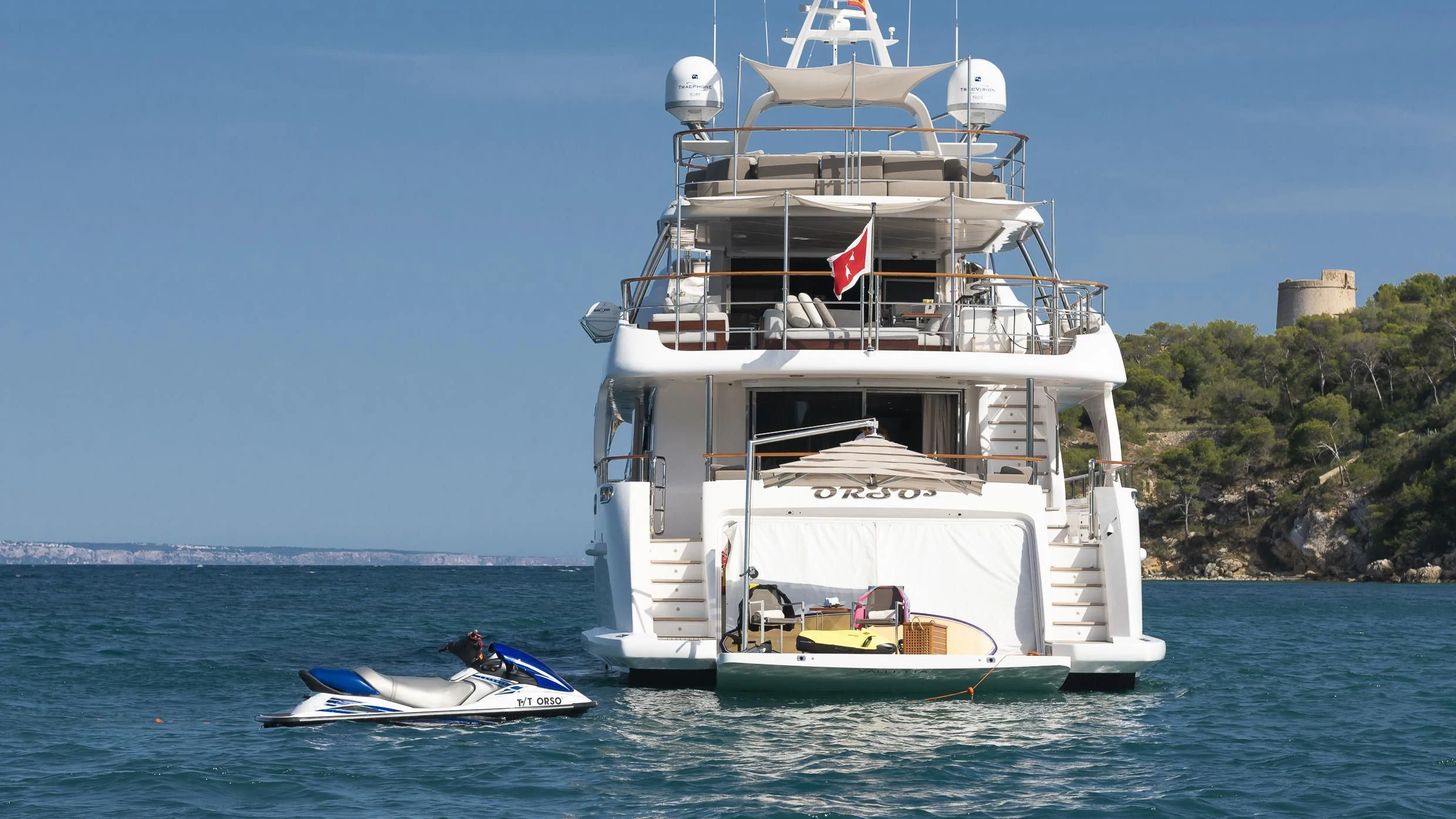 a large white boat in the water aboard ORSO 3 Yacht for Sale
