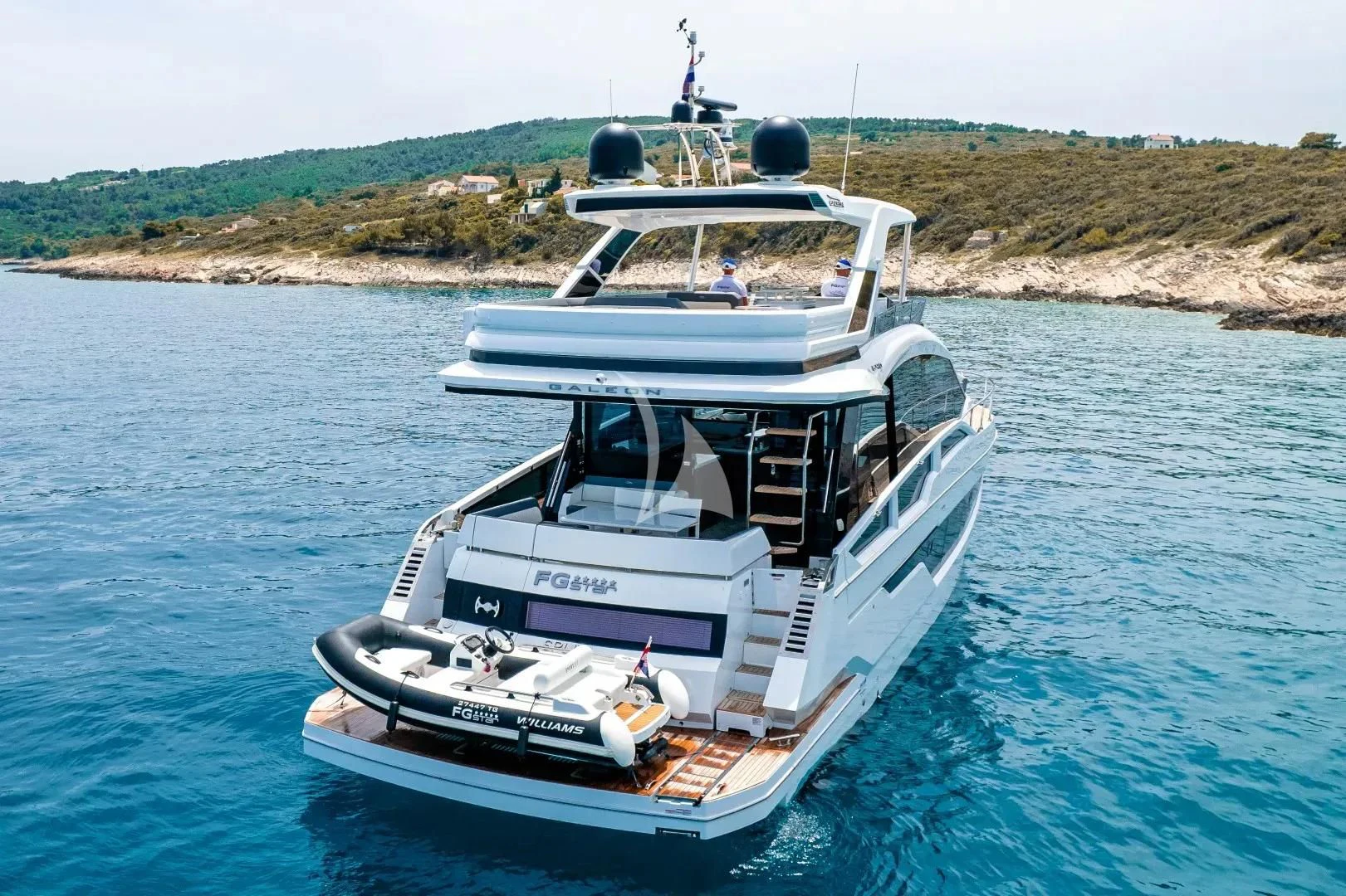 a boat on the water aboard FG STAR Yacht for Charter