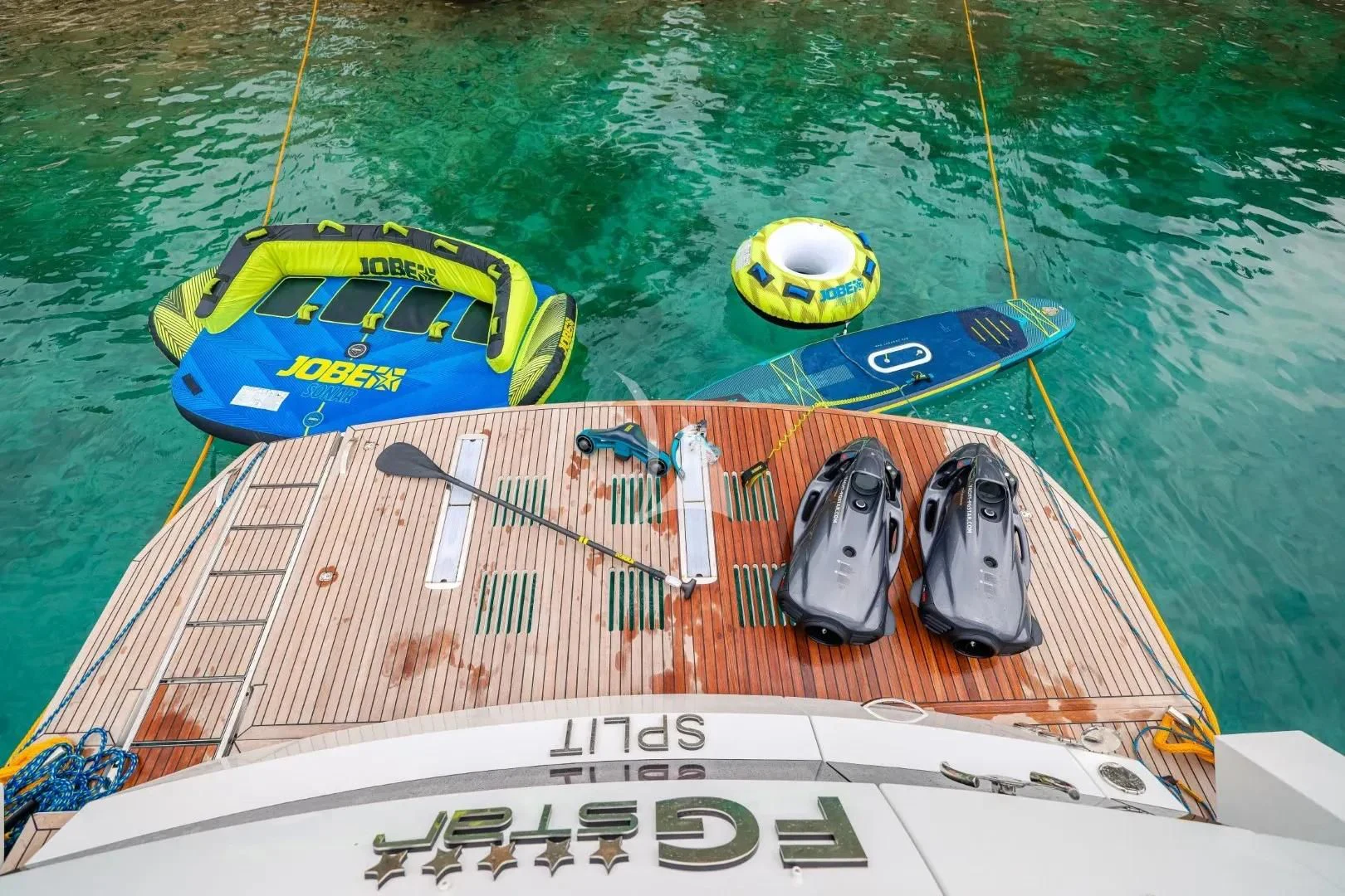 a boat with a life vest on aboard FG STAR Yacht for Charter