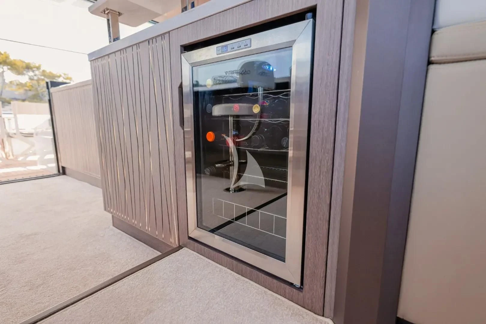 a large metal box with a screen aboard FG STAR Yacht for Charter