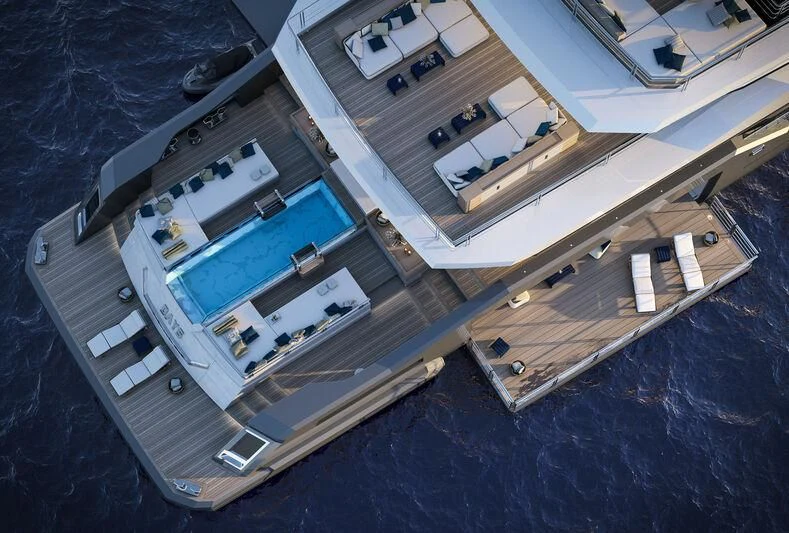 a high angle view of a boat aboard ICE 68 Yacht for Sale