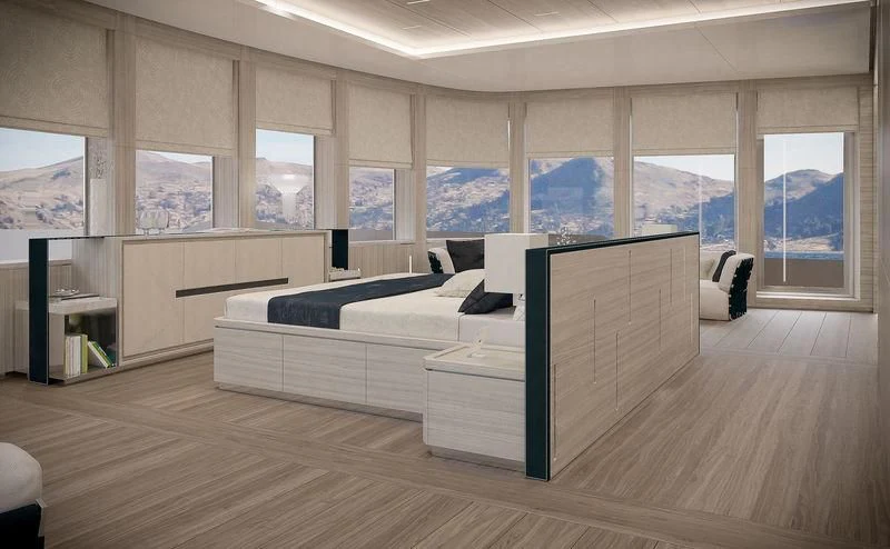 a room with a couch and a table aboard ICE 68 Yacht for Sale
