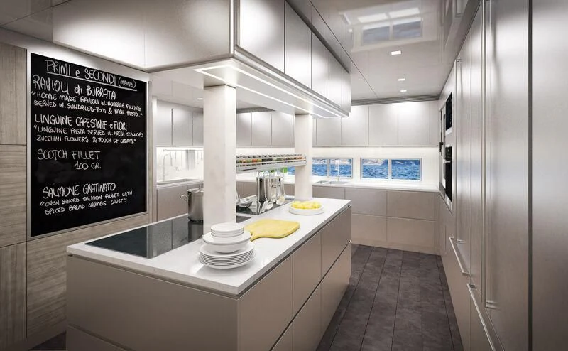 a kitchen with a countertop aboard ICE 68 Yacht for Sale