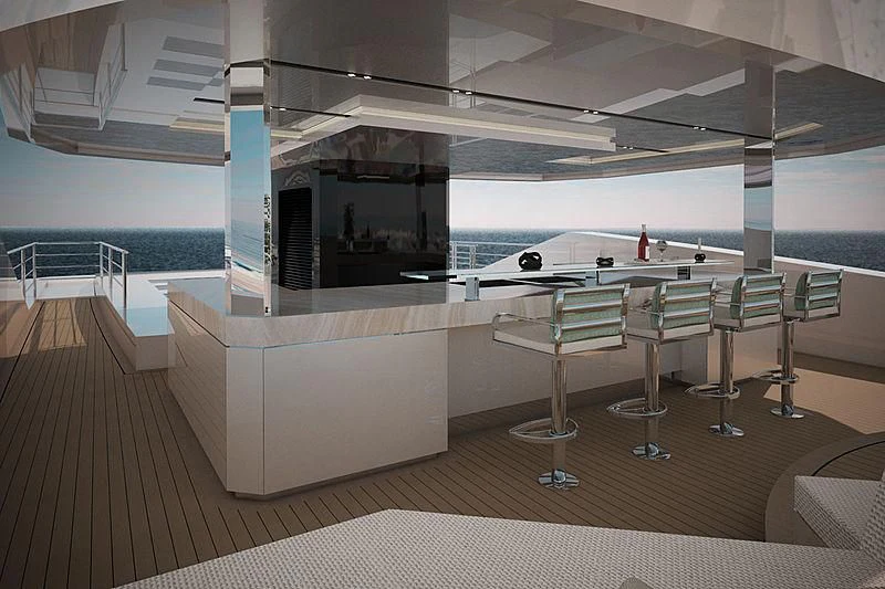 a room with a table and chairs aboard ICE 68 Yacht for Sale