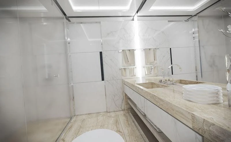 a bathroom with a sink and a countertop aboard ICE 68 Yacht for Sale