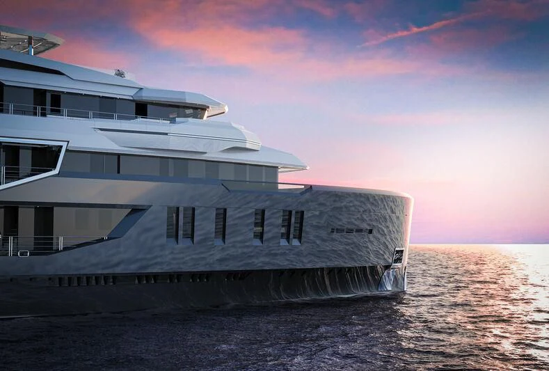 a building on the beach aboard ICE 68 Yacht for Sale