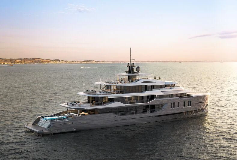 a large white ship in the water aboard ICE 68 Yacht for Sale