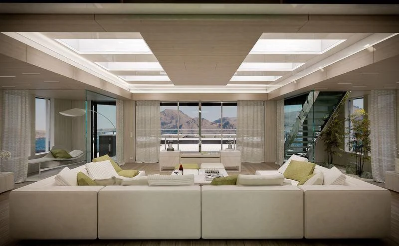 a large room with a large window aboard ICE 68 Yacht for Sale