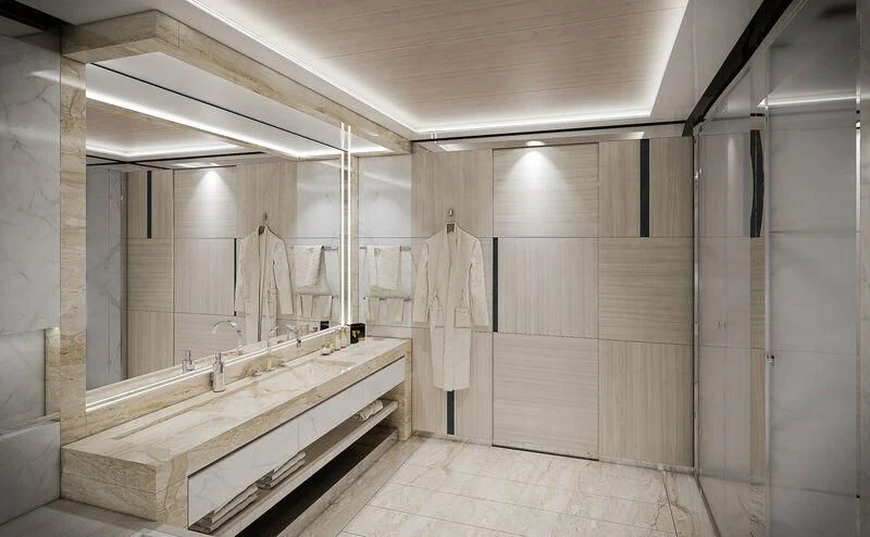 a bathroom with a large tub aboard ICE 68 Yacht for Sale