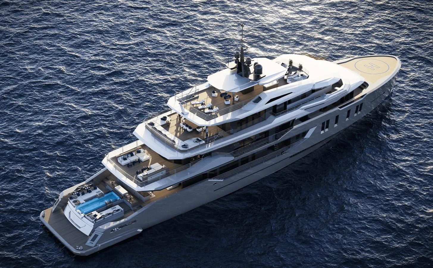 a high angle view of a ship aboard ICE 68 Yacht for Sale