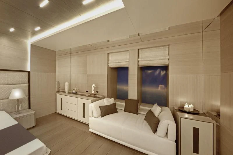 a room with a couch and a sink aboard ICE 68 Yacht for Sale