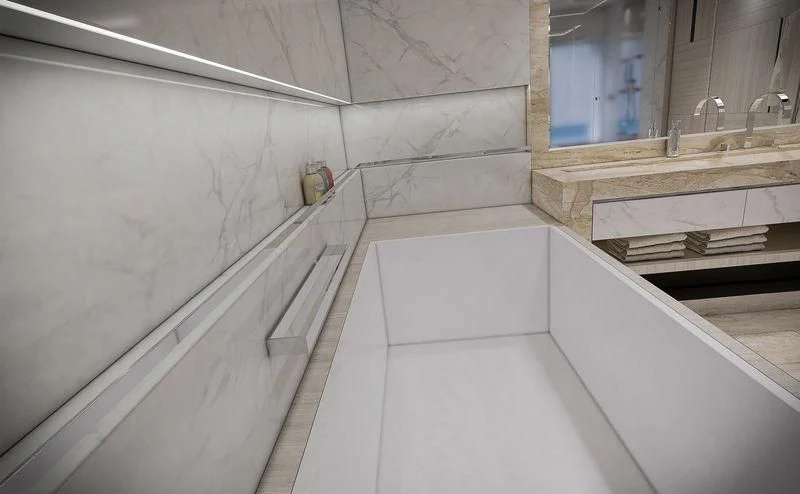 a bathroom with a tub and a sink aboard ICE 68 Yacht for Sale