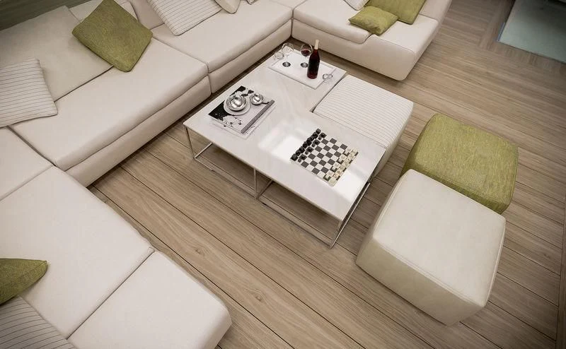 a table with a glass on it aboard ICE 68 Yacht for Sale