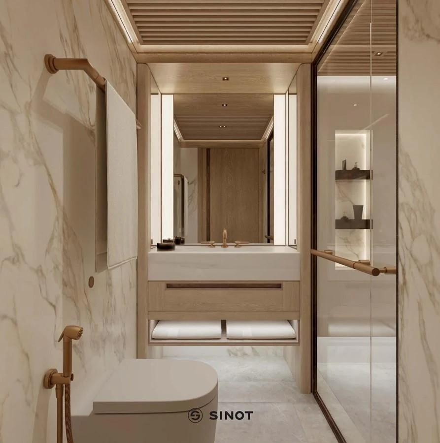 a bathroom with a tub sink and toilet aboard ICE 68 Yacht for Sale