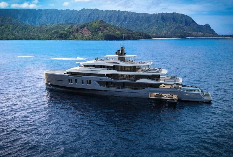 a large ship in the water aboard ICE 68 Yacht for Sale