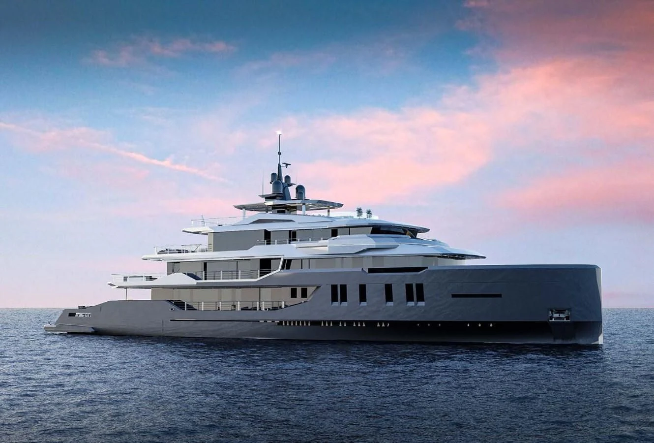 a large white ship in the water aboard ICE 68 Yacht for Sale