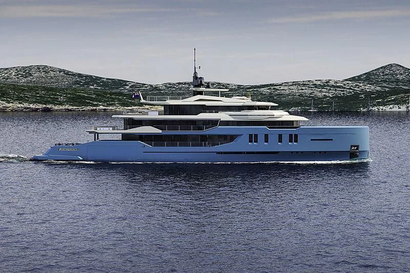 a large boat in the water aboard ICE 68 Yacht for Sale