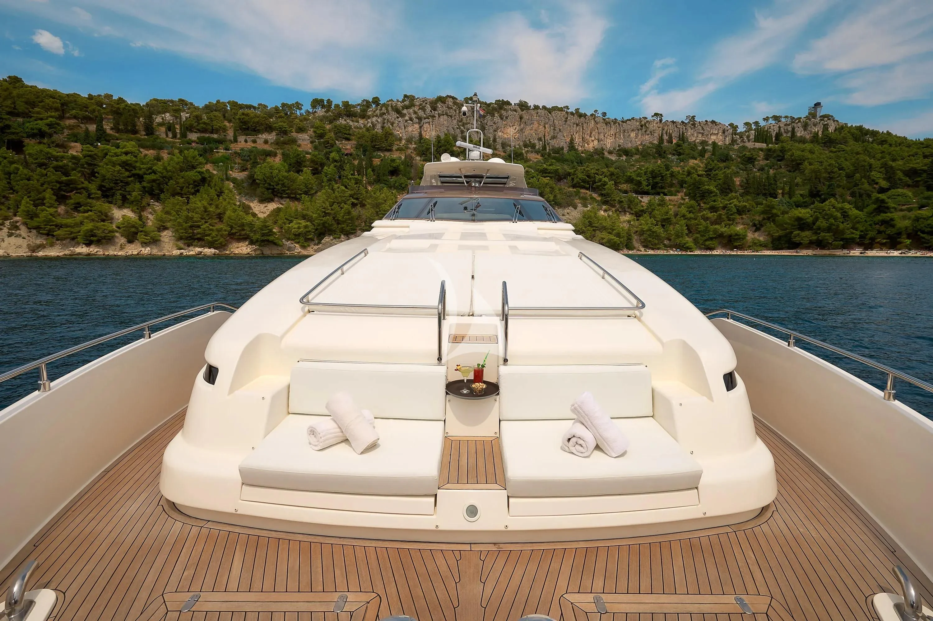 a boat on a deck aboard IVA Yacht for Sale