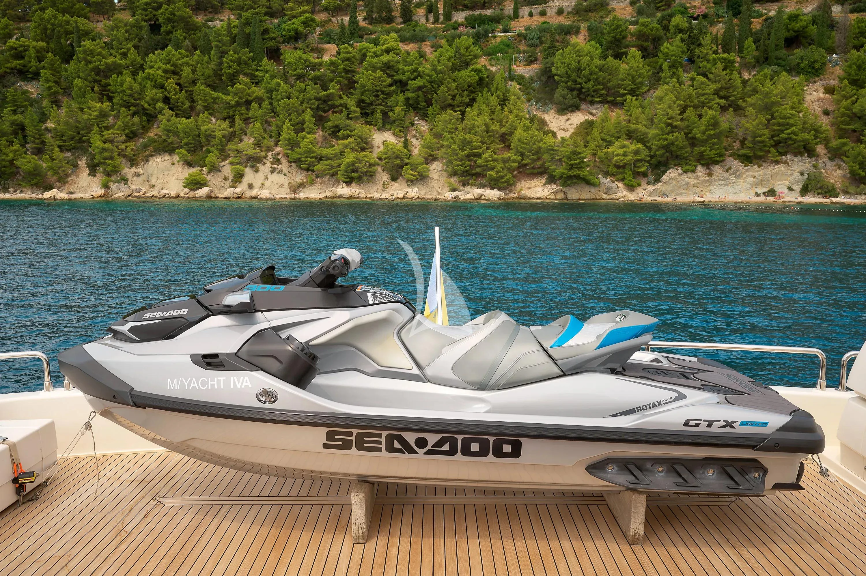 a boat on the water aboard IVA Yacht for Sale