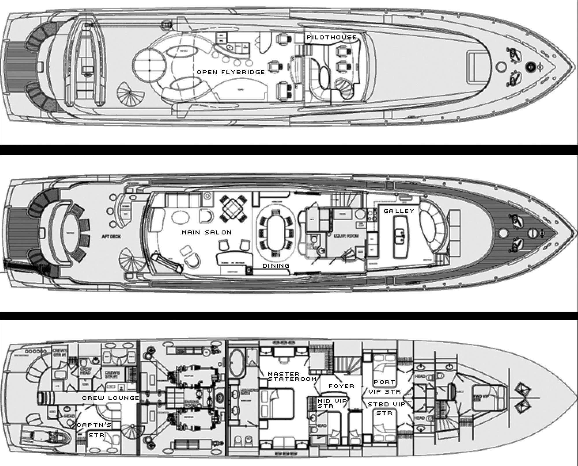 diagram, engineering drawing aboard LE REVE Yacht for Sale