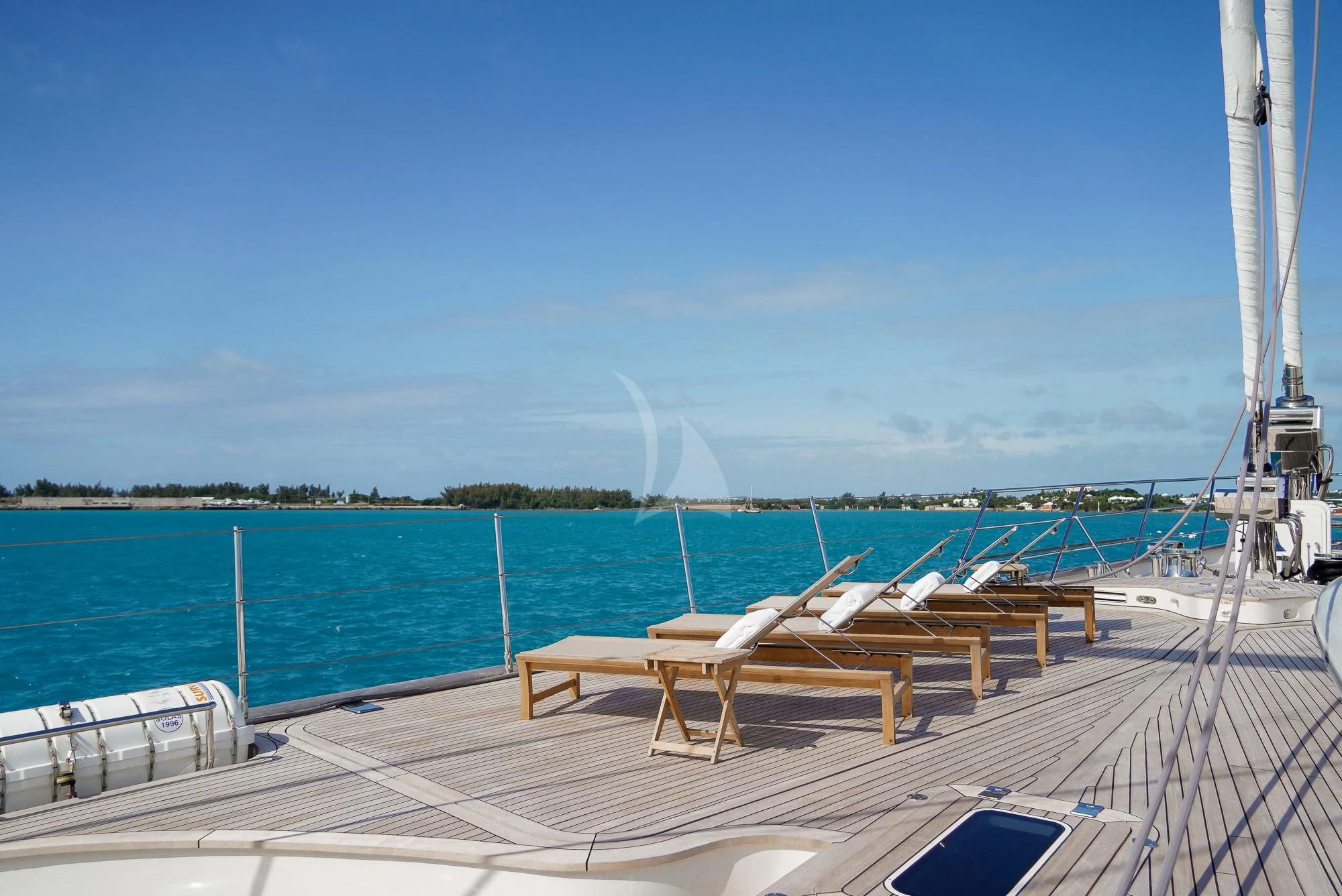 a boat dock with benches on it aboard ZENJI Yacht for Sale