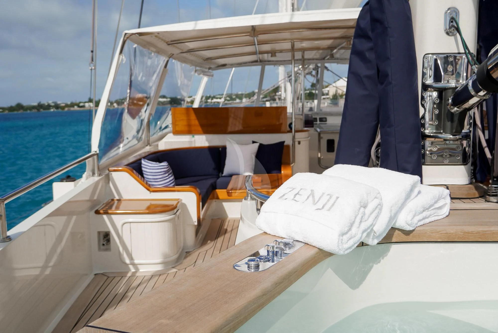 a boat on the water aboard ZENJI Yacht for Sale