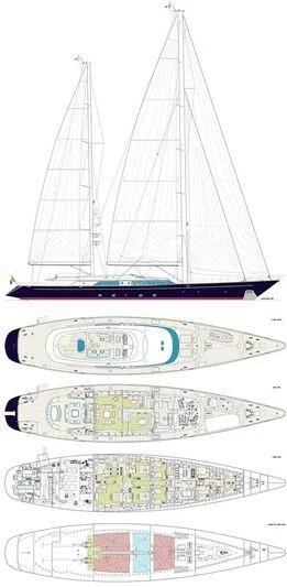 diagram, engineering drawing aboard ZENJI Yacht for Sale