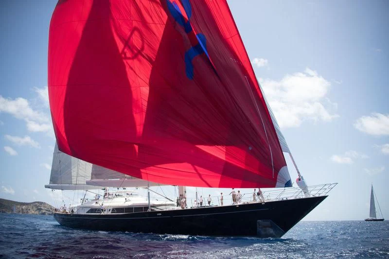 a large sailboat on the water aboard ZENJI Yacht for Sale