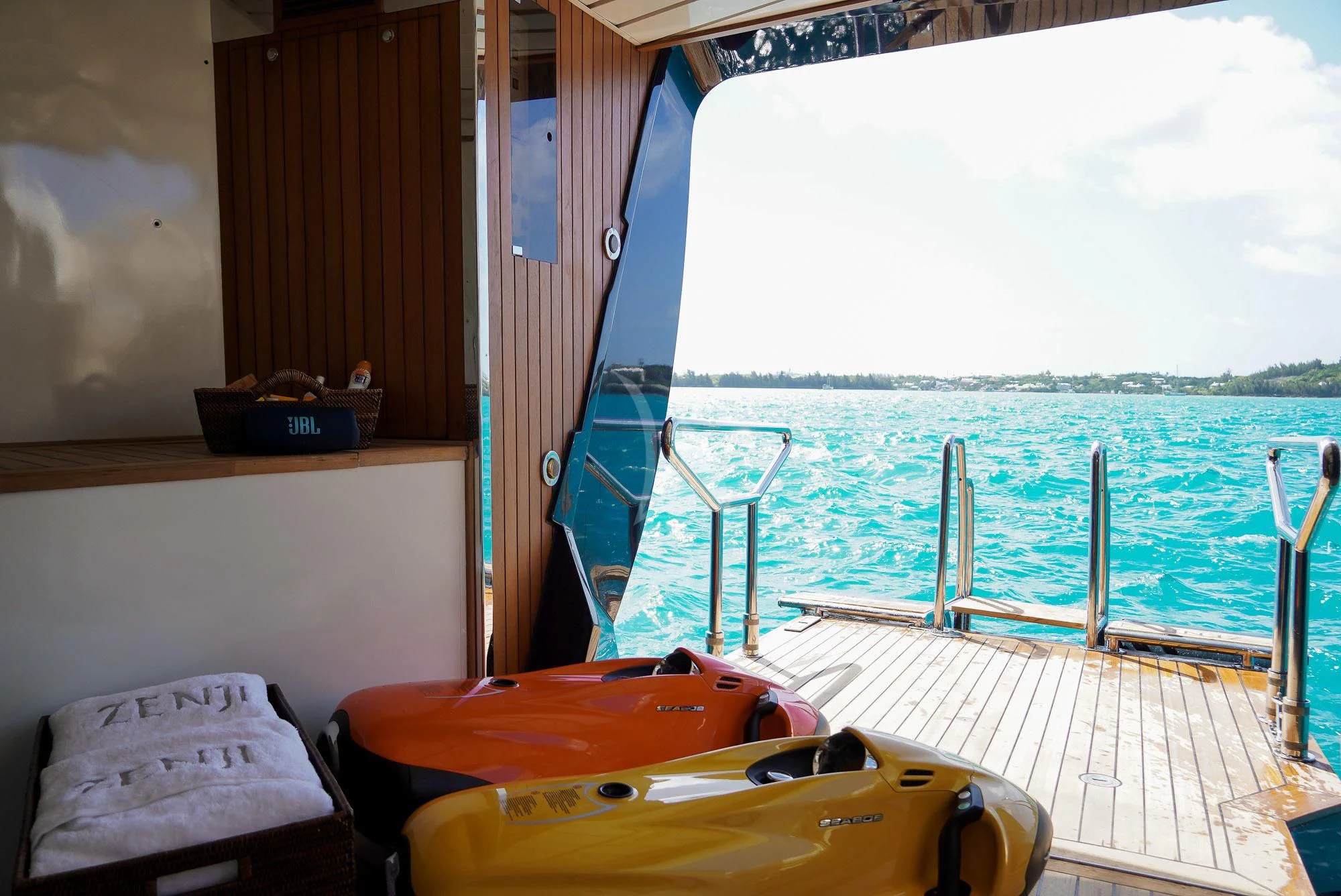 a boat on a deck aboard ZENJI Yacht for Sale