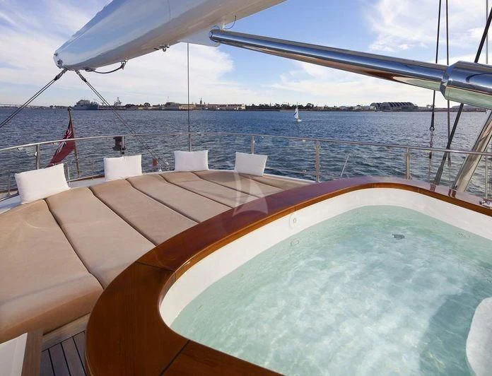 a boat on the water aboard ZENJI Yacht for Sale