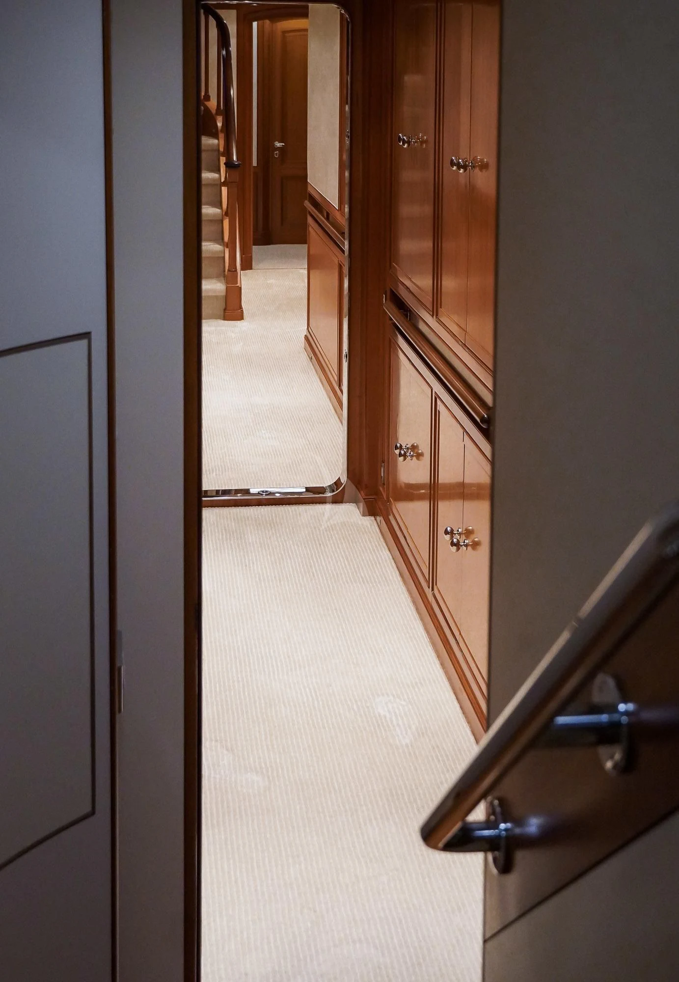 a hallway with doors aboard ZENJI Yacht for Sale