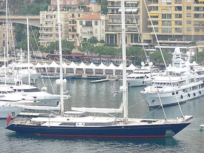 a group of boats in a harbor aboard ZENJI Yacht for Sale