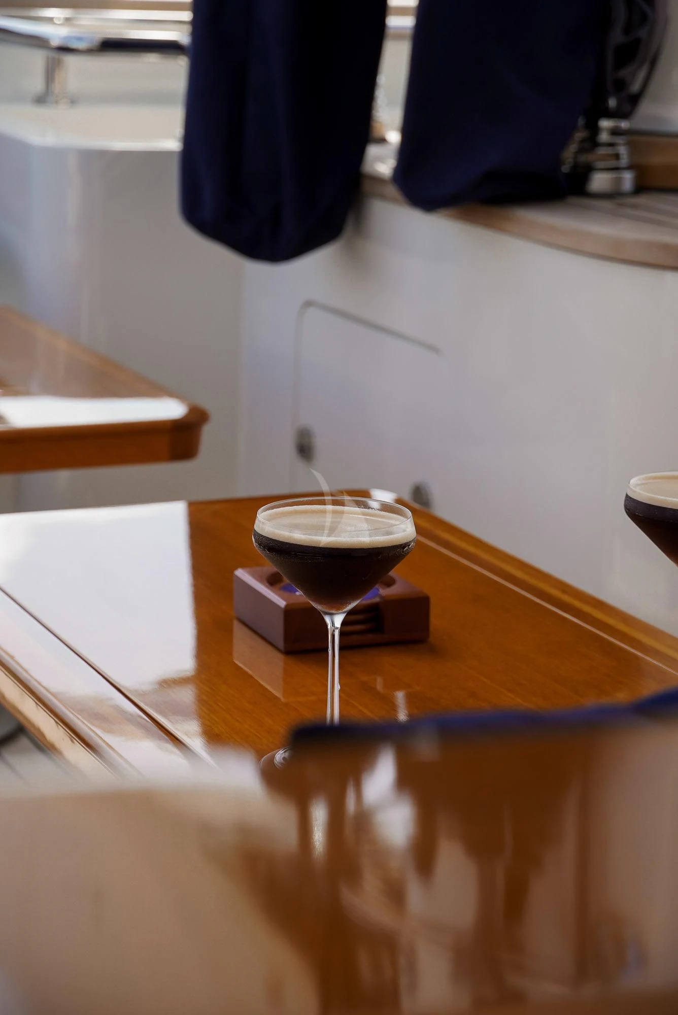 a bowl on a table aboard ZENJI Yacht for Sale