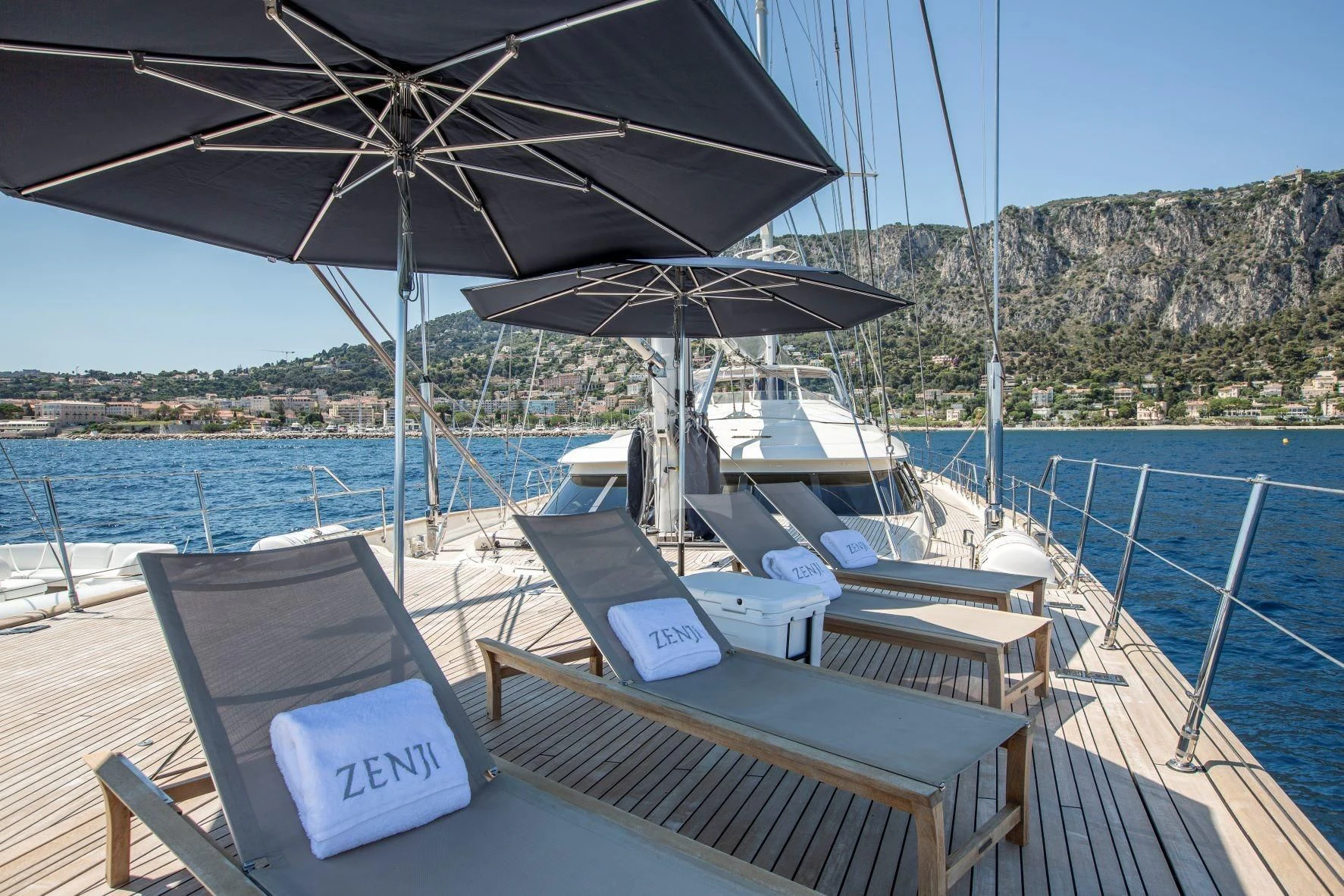 a boat on the water aboard ZENJI Yacht for Sale