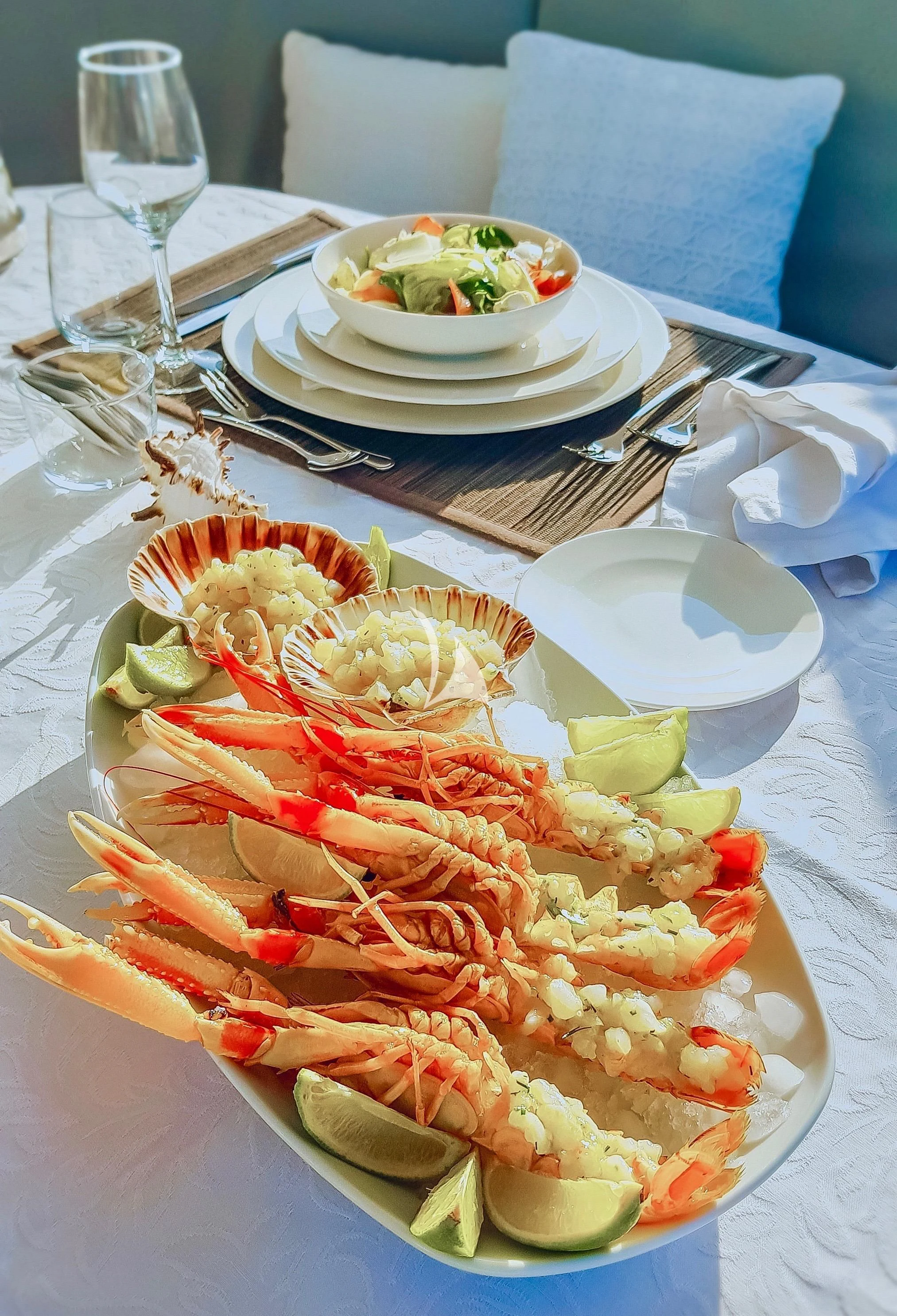 a plate of food aboard BALTIC SEA Yacht for Sale