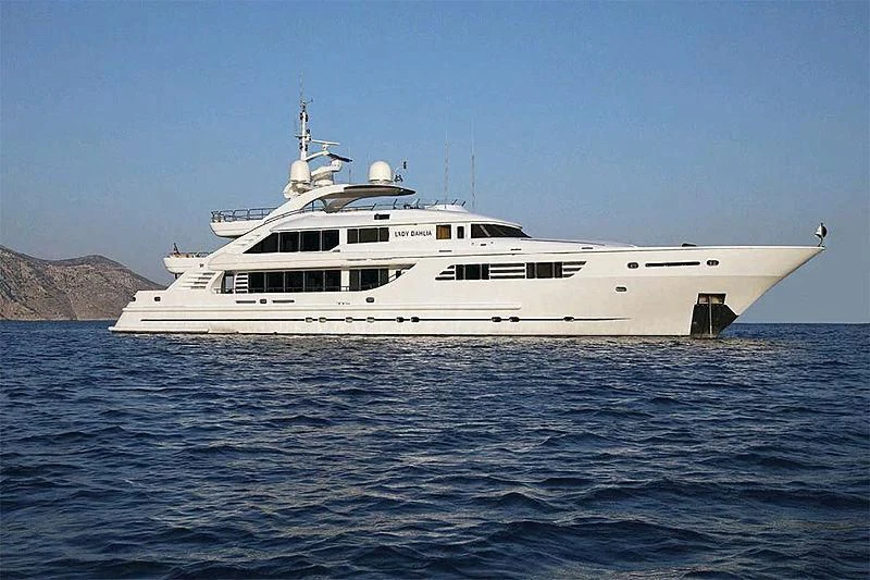 a white boat in the water aboard ALALYA Yacht for Sale
