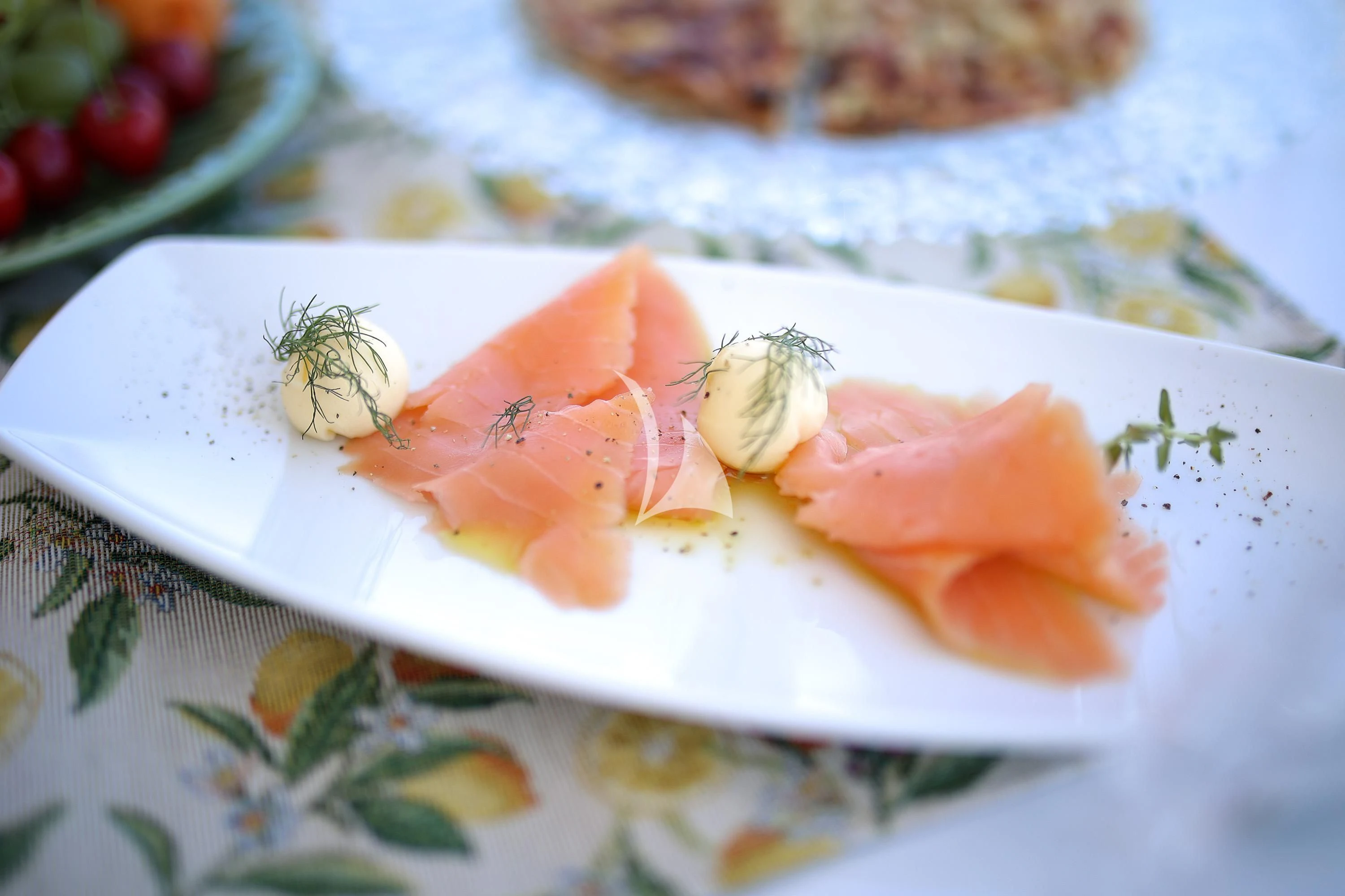 a plate of food aboard ALALYA Yacht for Sale