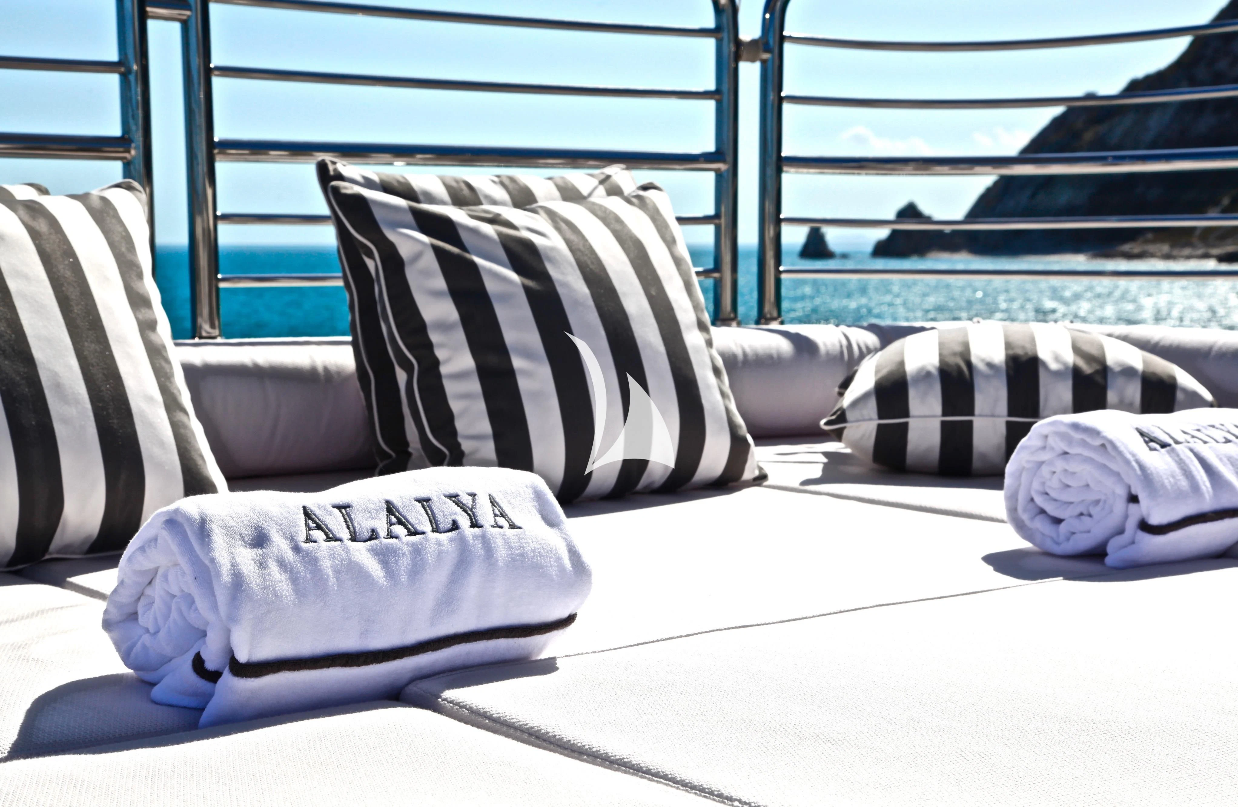 pillows on a bed aboard ALALYA Yacht for Sale