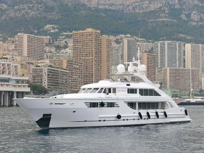 a white yacht in the water aboard ALALYA Yacht for Sale