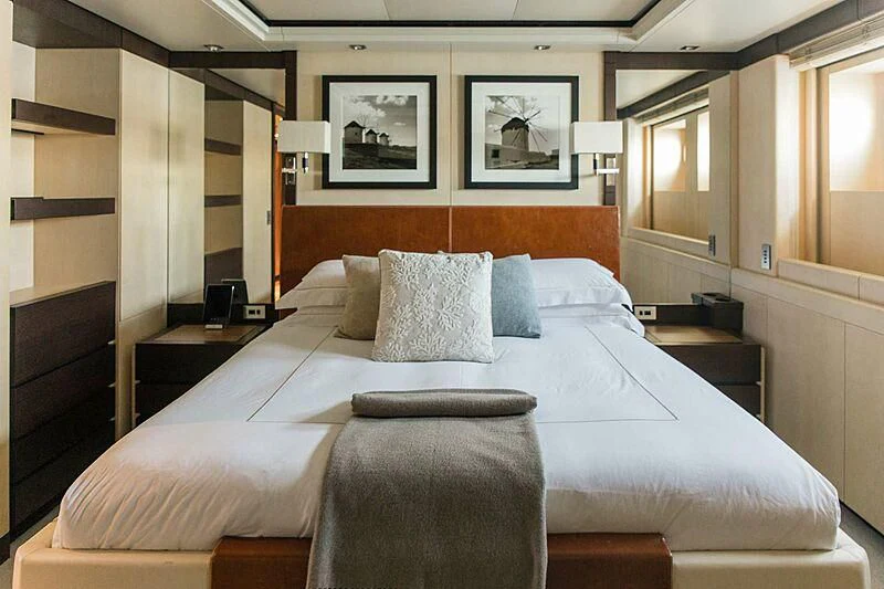 a bed in a room aboard ALALYA Yacht for Sale