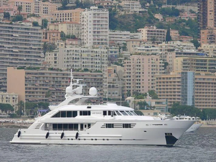 a white yacht in the water aboard ALALYA Yacht for Sale